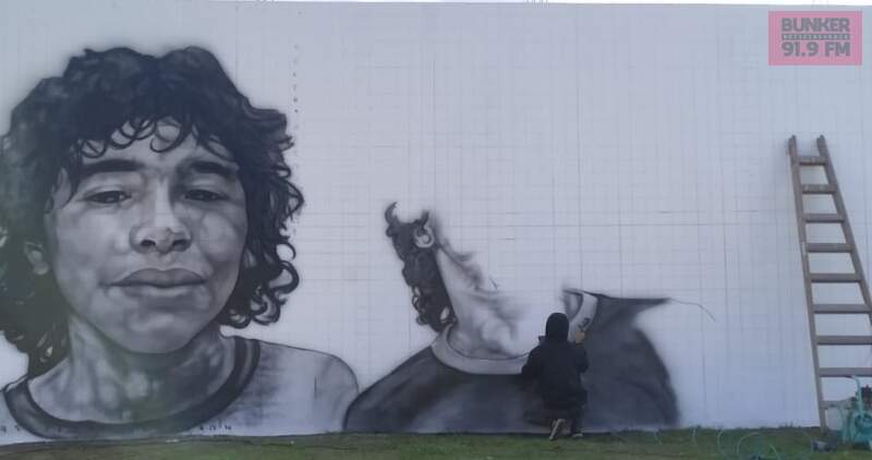 Un mural de Maradona en Santa Clara del mar